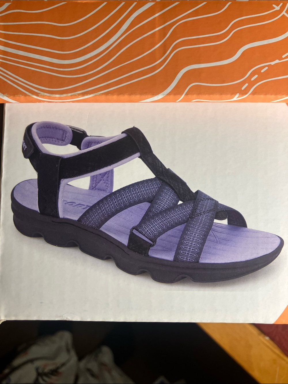 J Sport Women’s Lavender and Black Strappy Sandals